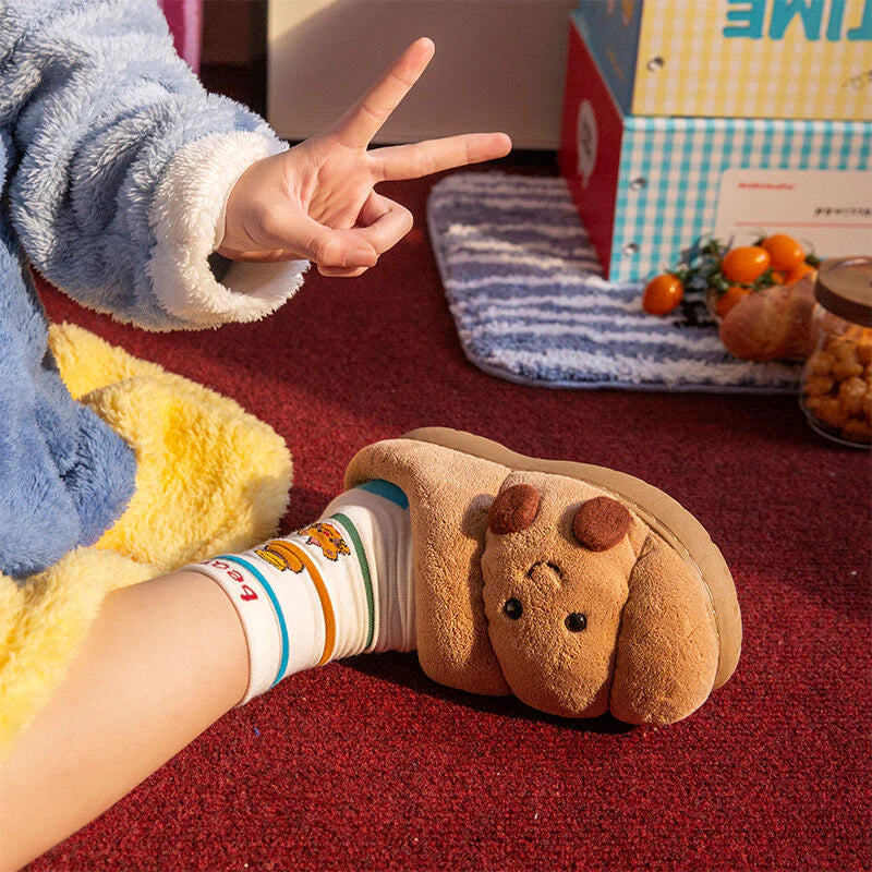 Croissant Jellycat Fluffy Slippers – Soft Memory Foam, Non-Slip