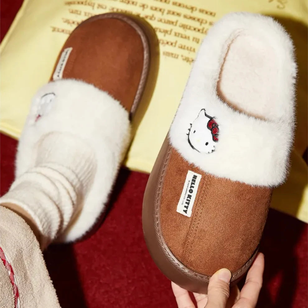 Hello Kitty Fuzzy Memory Foam Slippers – Cozy Indoor & Outdoor