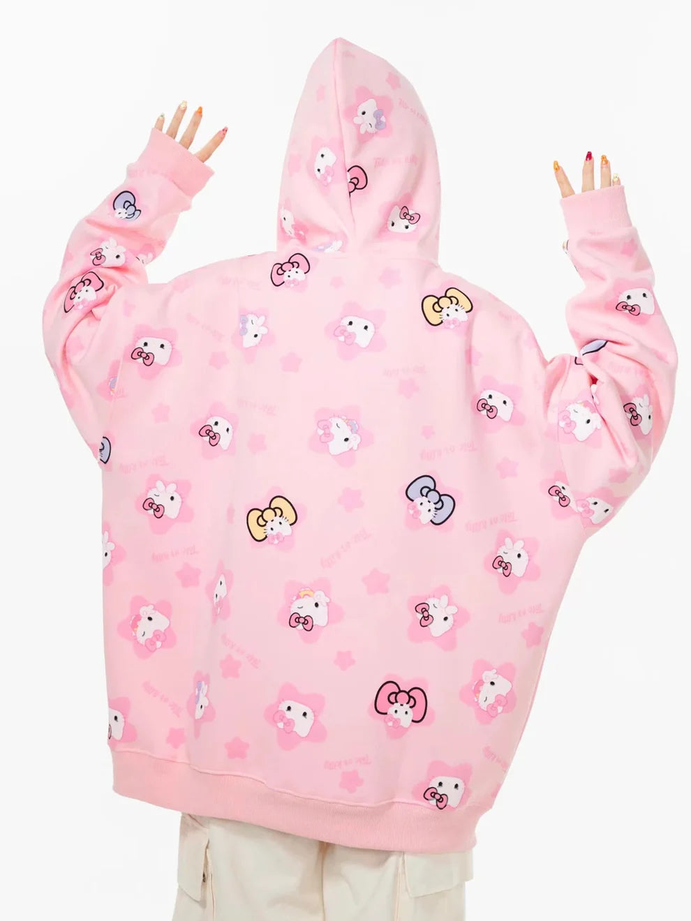 Hello Kitty Oversized Zip-Up Hoodie – Casual Y2K Sweatshirt