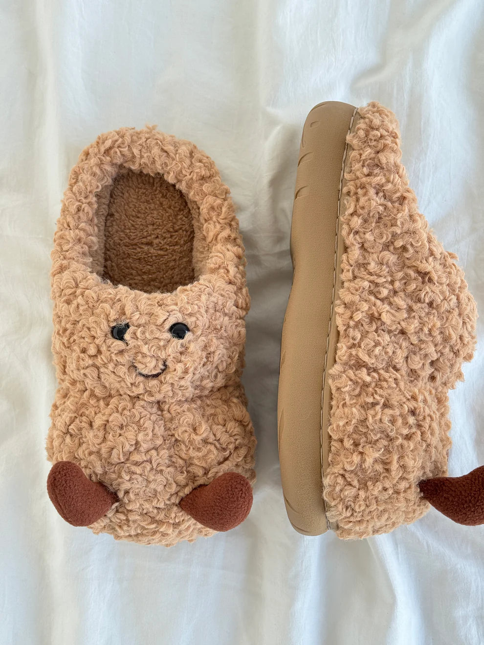 Peanut Jellycat Fluffy Slippers – Soft Memory Foam, Non-Slip