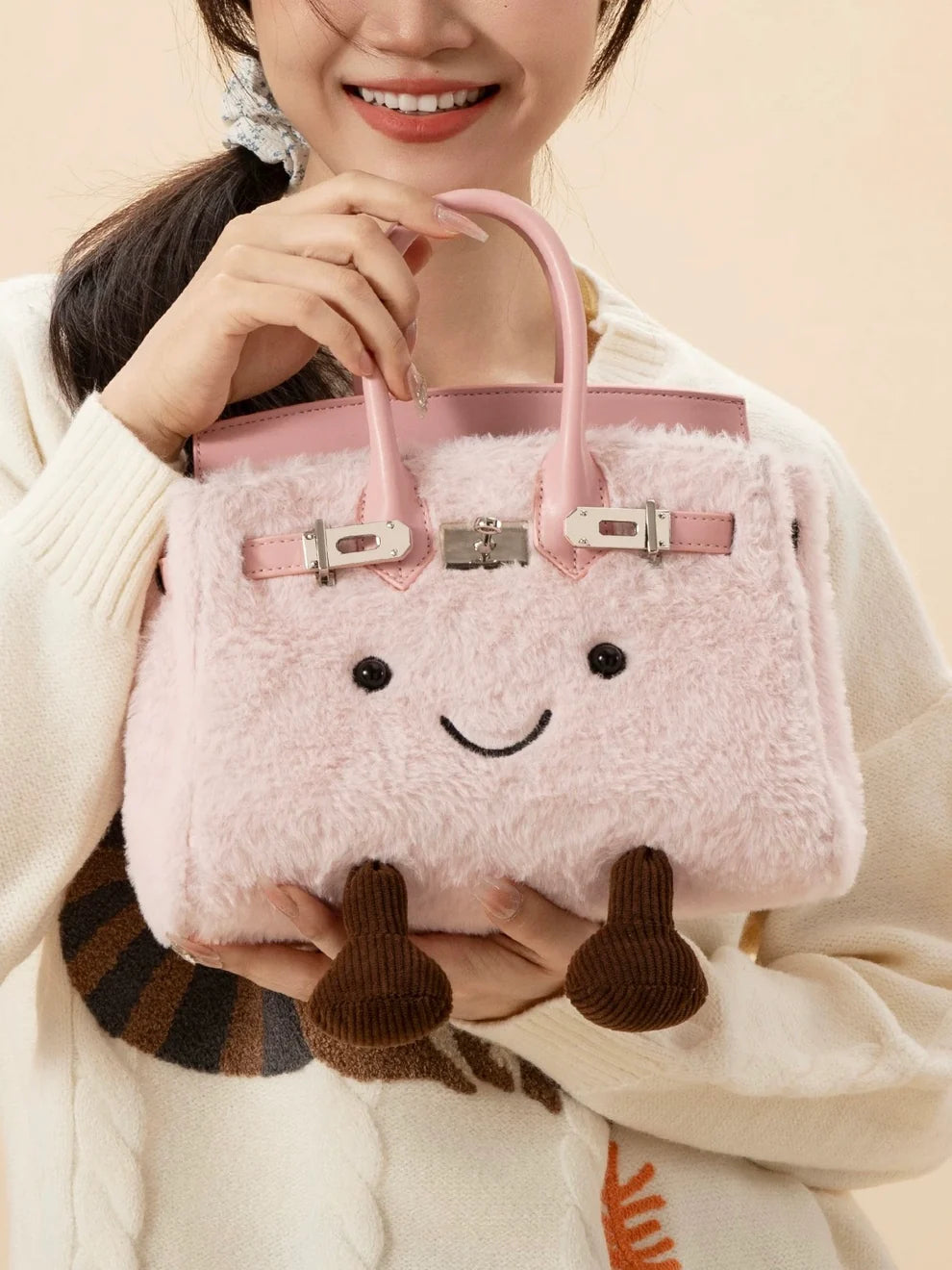 Jellycat Plush Fluffy Birkin Bag Handbags Shoulder Bag Top Handle Satchel Tote Work Bag