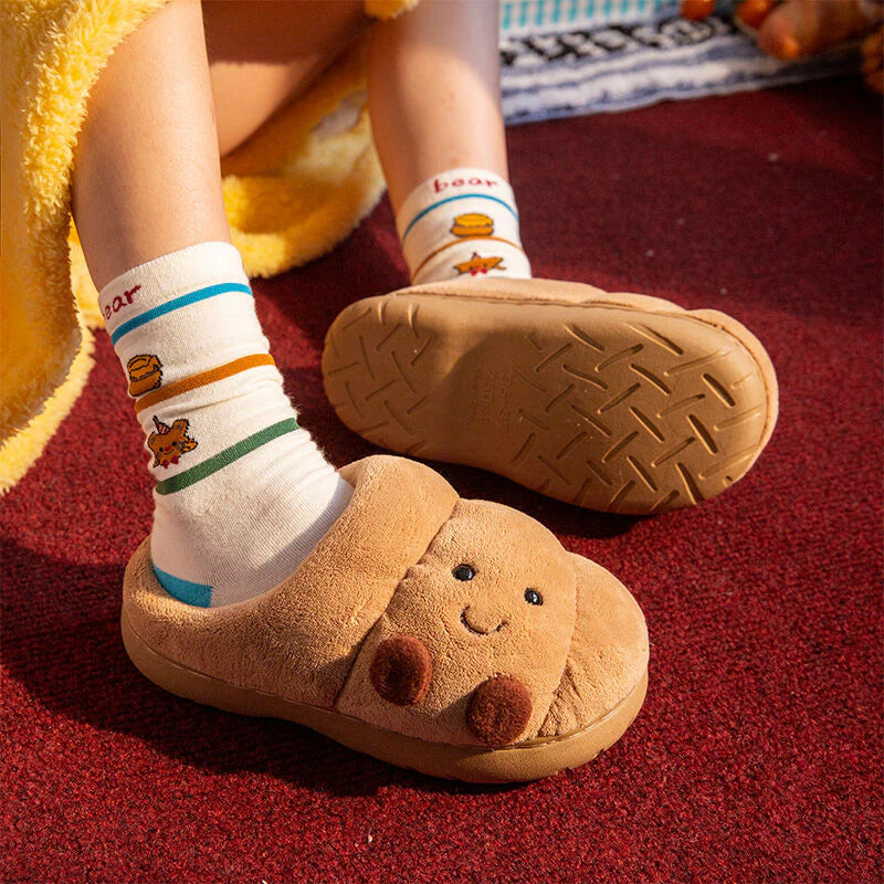 Croissant Jellycat Fluffy Slippers – Soft Memory Foam, Non-Slip