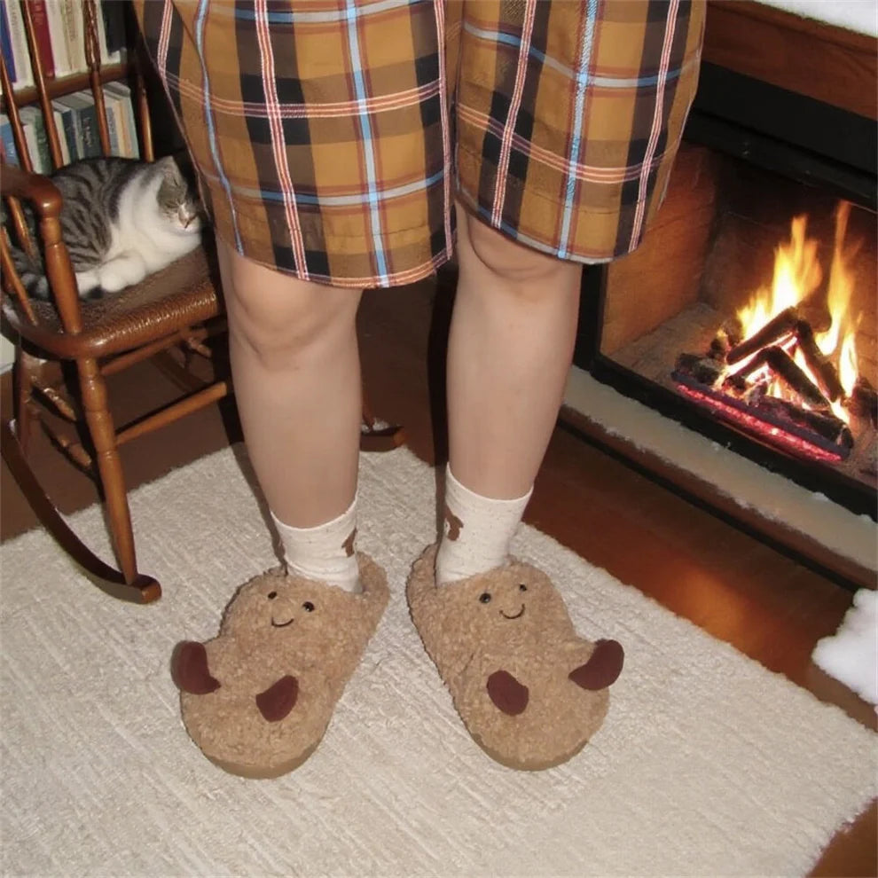 Peanut Jellycat Fluffy Slippers – Soft Memory Foam, Non-Slip