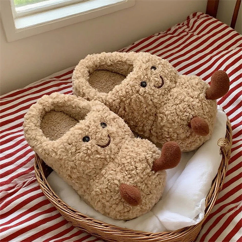 Peanut Jellycat Fluffy Slippers – Soft Memory Foam, Non-Slip