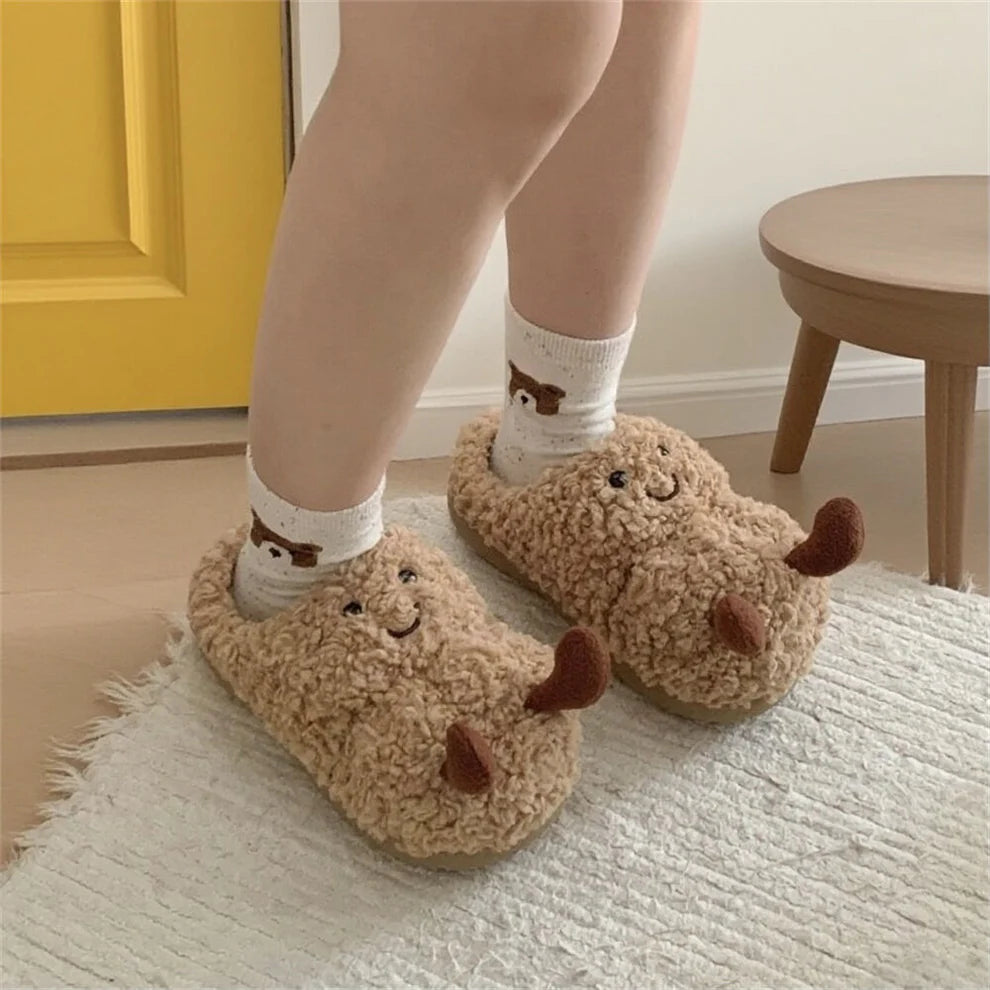 Peanut Jellycat Fluffy Slippers – Soft Memory Foam, Non-Slip