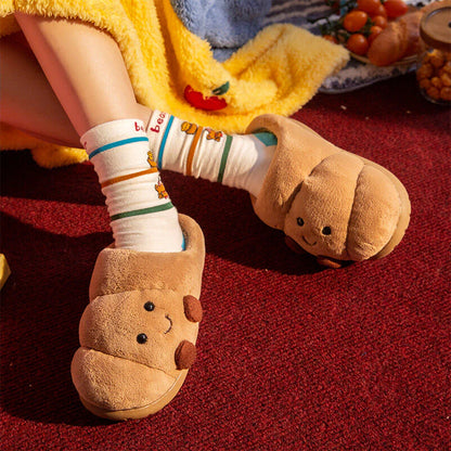 Croissant Jellycat Fluffy Slippers – Soft Memory Foam, Non-Slip
