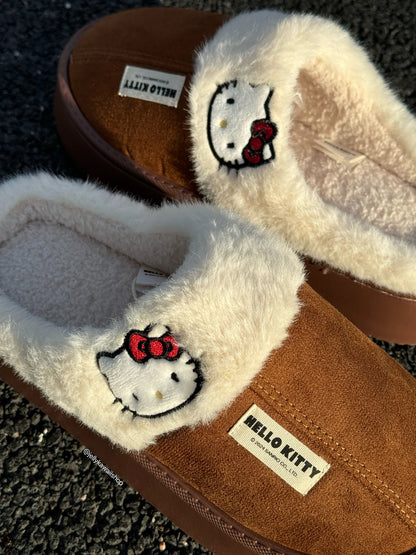 Hello Kitty Fuzzy Memory Foam Slippers – Cozy Indoor & Outdoor