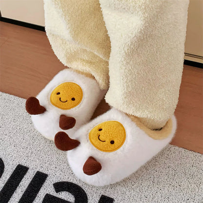 Fluffy Fried Egg Slippers – Soft Memory Foam Comfort