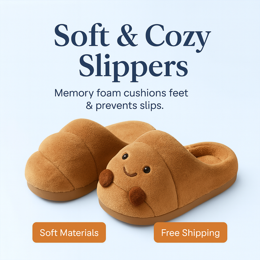 Croissant Jellycat Fluffy Slippers – Soft Memory Foam, Non-Slip